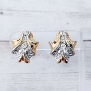 Vintage Two Sisters Clip On Earrings Gold Tone/Silver Tone